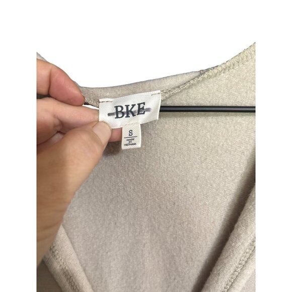 BKE Womens Small Hooded Wrap Sweater Top With Drawstring Hem Beige Cotton & Poly - Picture 4 of 4